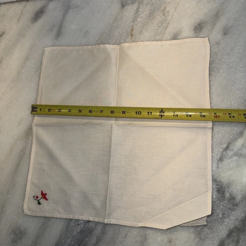 Set Of 7 Vintage embroidered Cloth Napkins With Pink Flowers